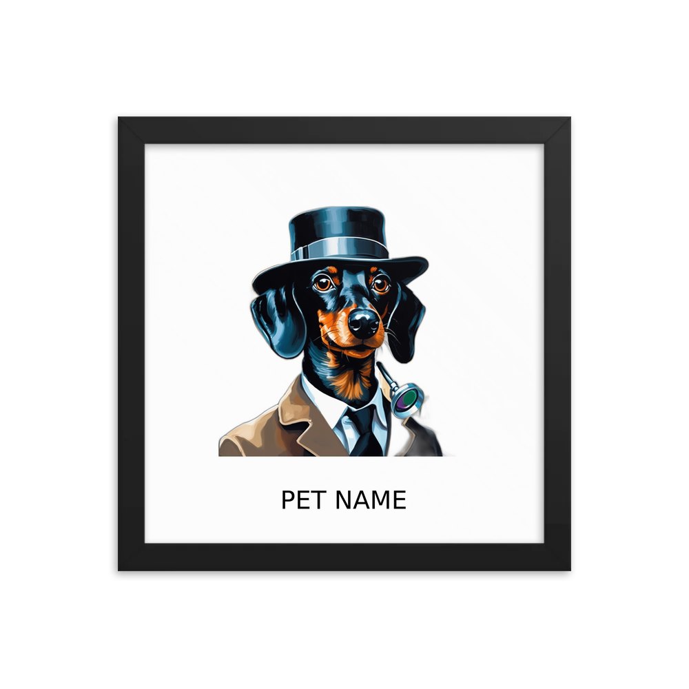 PugMug Custom Black Dachshund Framed Print with Your Pet’s Name