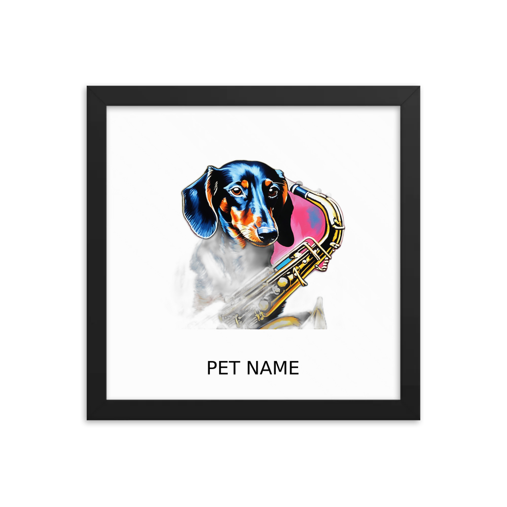 PugMug Custom Black Dachshund Framed Print with Your Pet’s Name