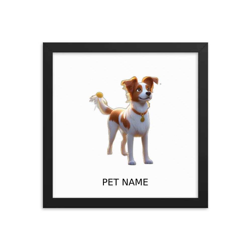 PugMug Custom Brittany Dog Framed Print with Your Pet’s Name