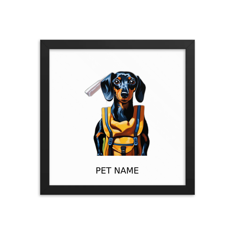 PugMug Custom Black Dachshund Framed Print with Your Pet’s Name