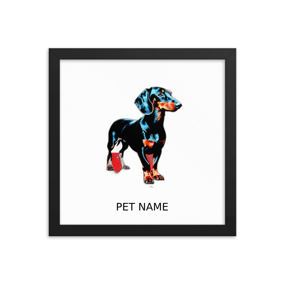 PugMug Custom Black Dachshund Framed Print with Your Pet’s Name