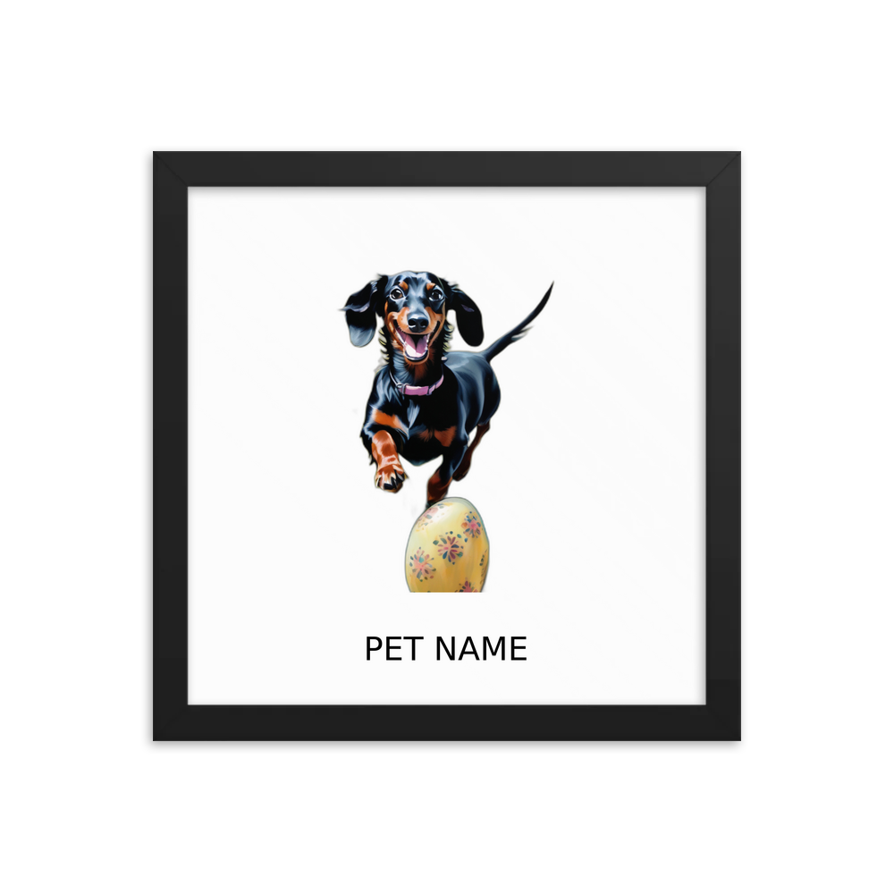 PugMug Custom Black Dachshund Framed Print with Your Pet’s Name