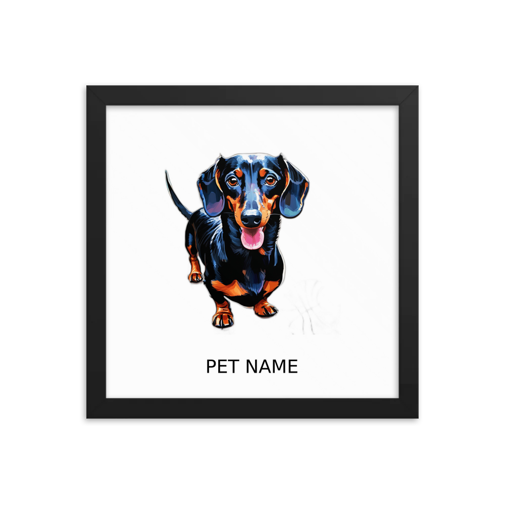PugMug Custom Black Dachshund Framed Print with Your Pet’s Name
