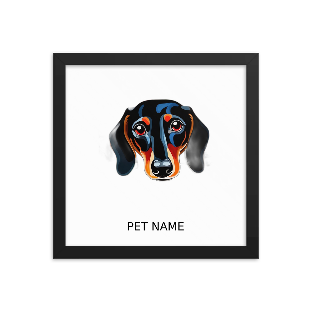 PugMug Custom Black Dachshund Framed Print with Your Pet’s Name