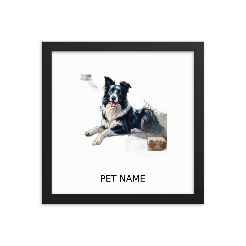 PugMug Custom Border Collie Framed Print with Your Pet’s Name