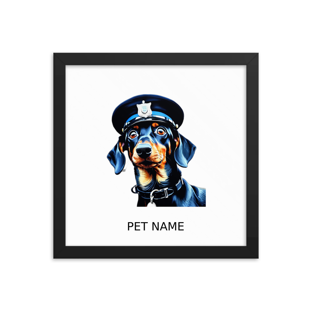 PugMug Custom Black Dachshund Framed Print with Your Pet’s Name