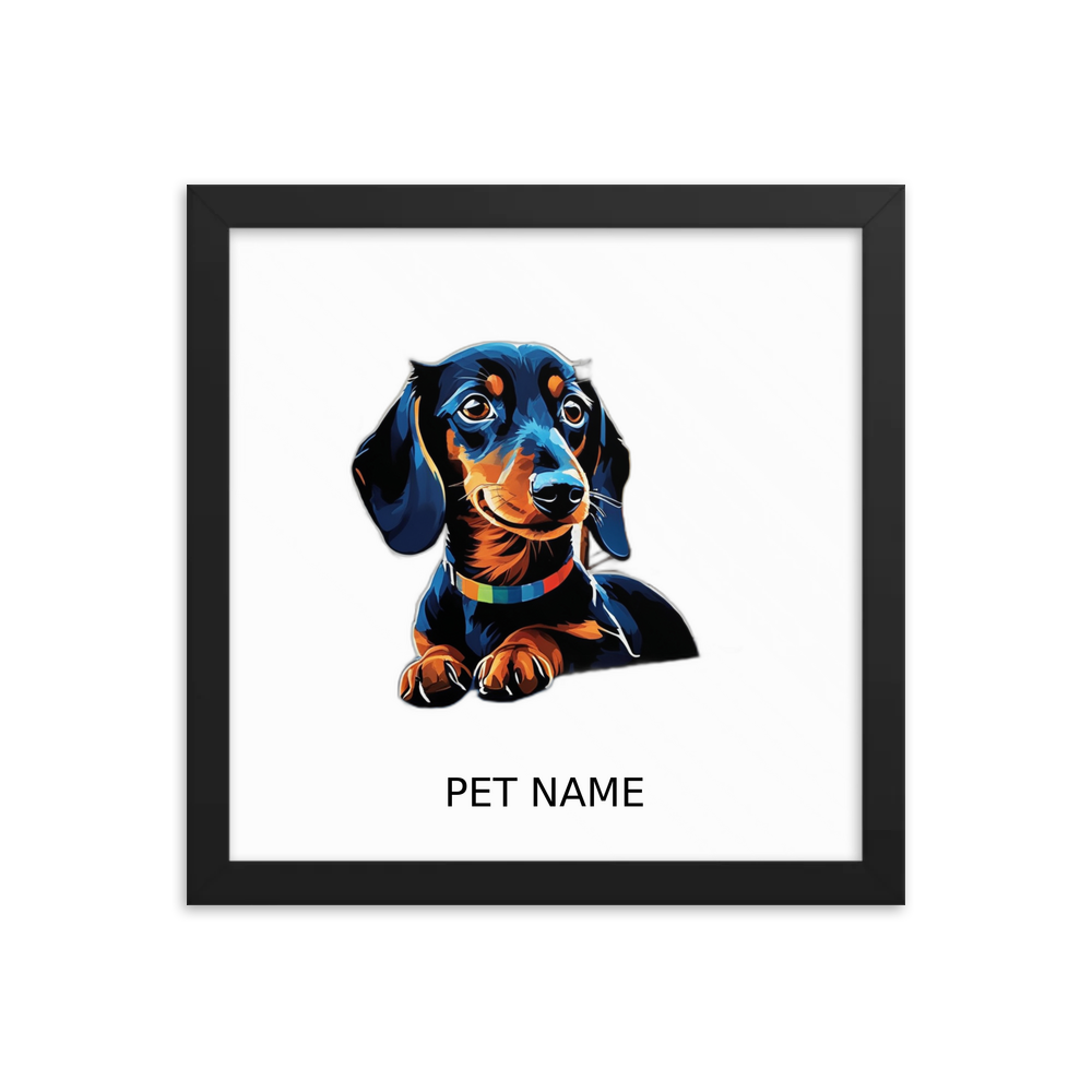 PugMug Custom Black Dachshund Framed Print with Your Pet’s Name