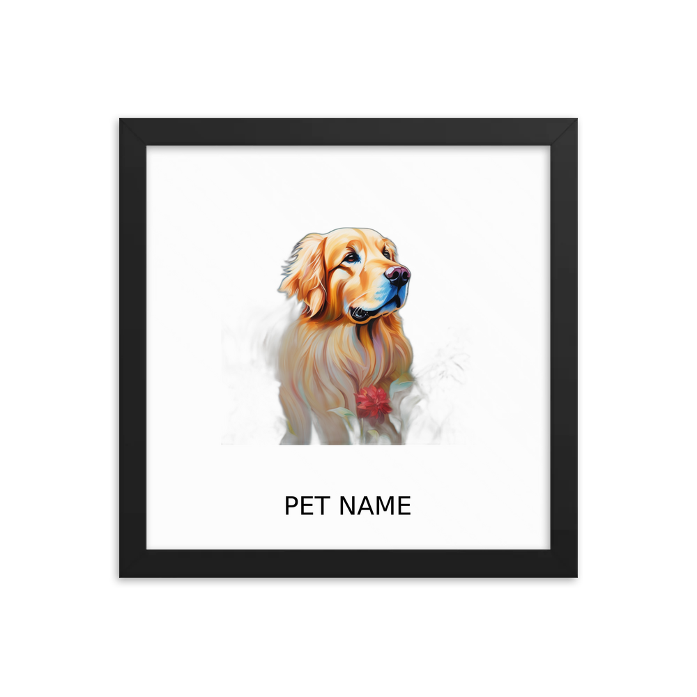 PugMug Custom Golden Retriever Framed Print with Your Pet’s Name