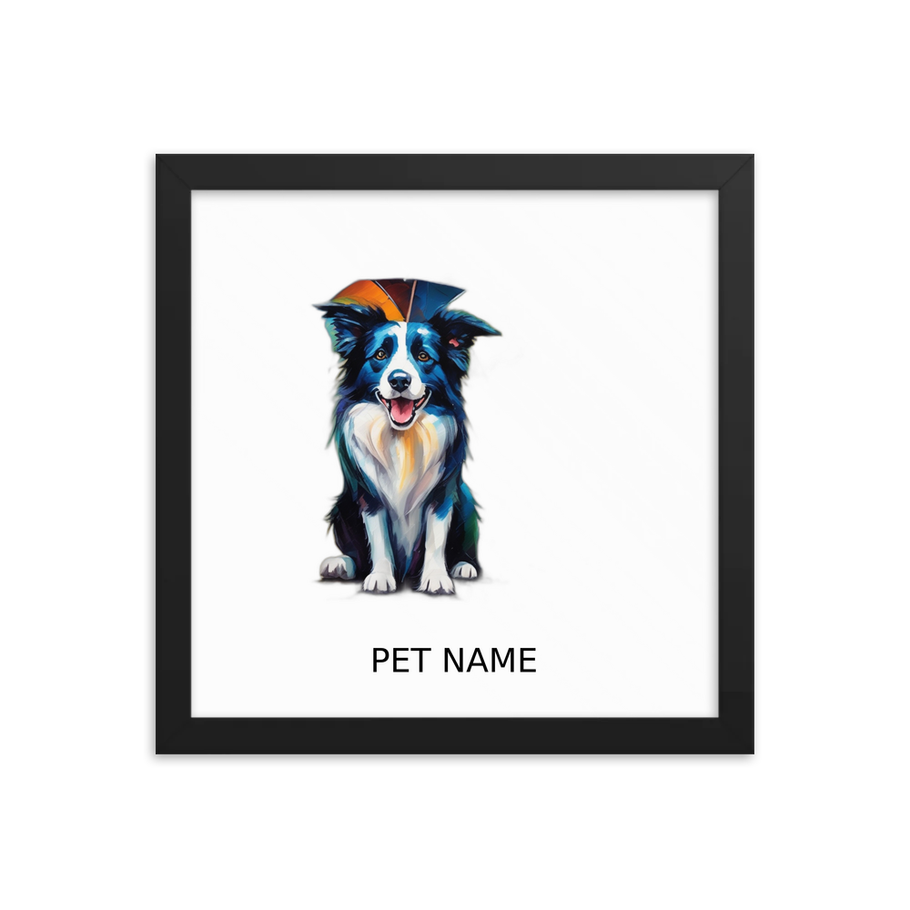PugMug Custom Border Collie Framed Print with Your Pet’s Name