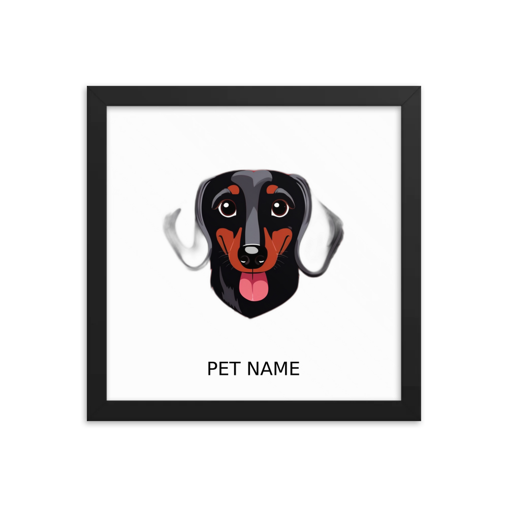 PugMug Custom Black Dachshund Framed Print with Your Pet’s Name