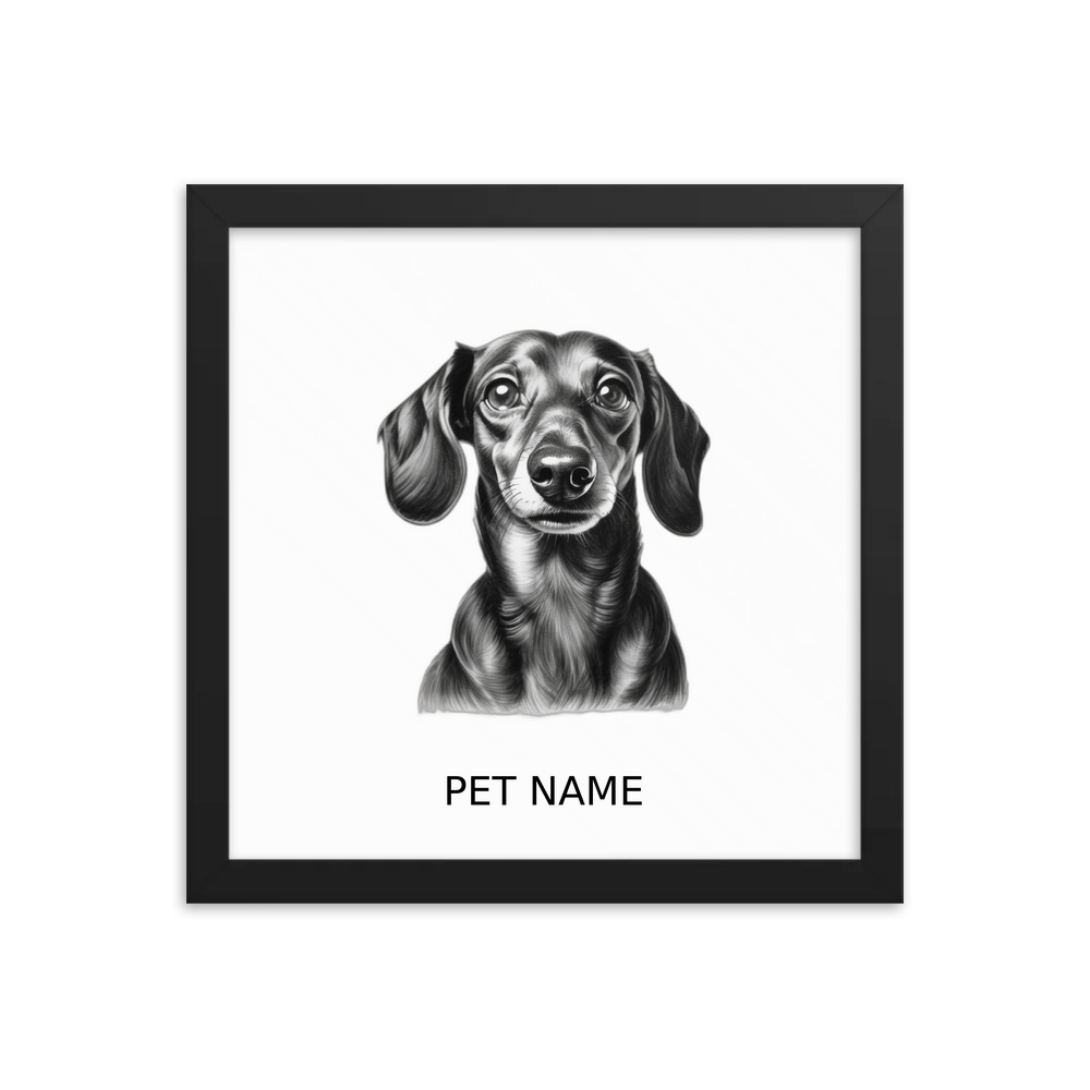 PugMug Custom Black Dachshund Framed Print with Your Pet’s Name