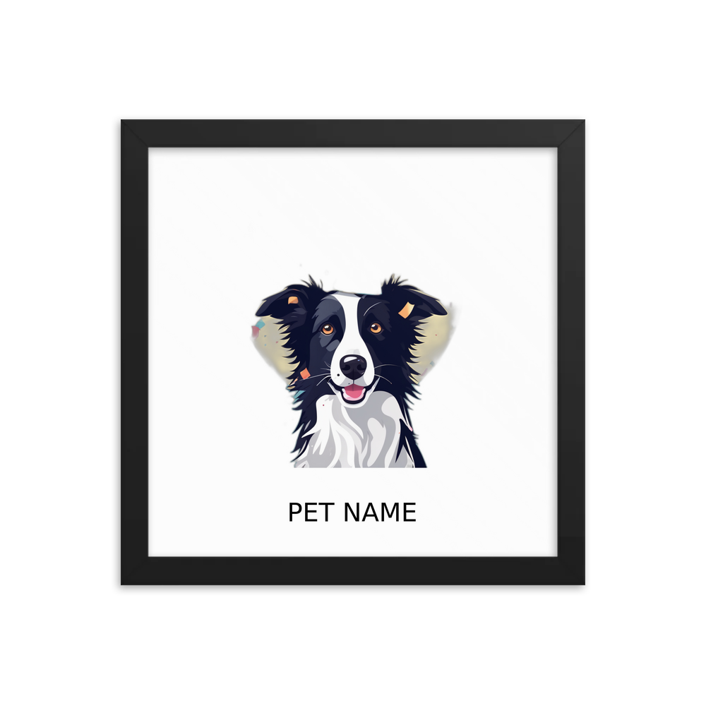 PugMug Custom Border Collie Framed Print with Your Pet’s Name