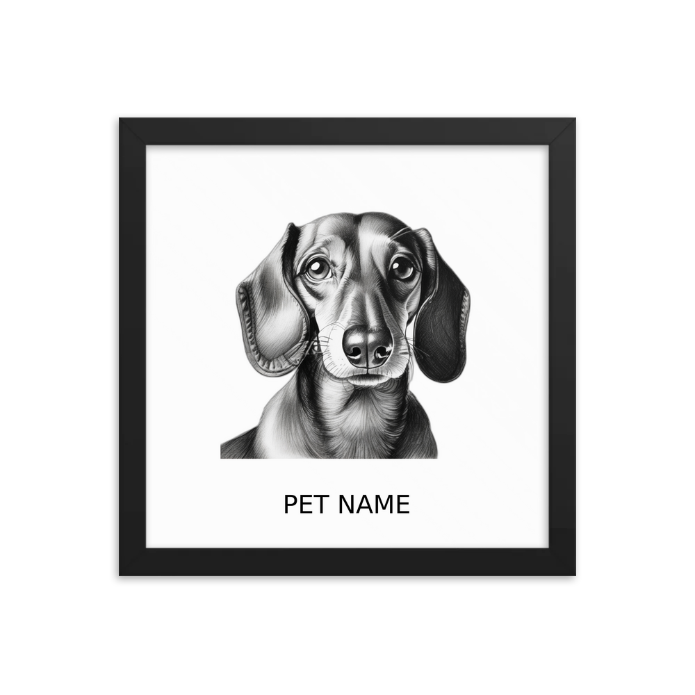 PugMug Custom Tan Dachshund Framed Print with Your Pet’s Name