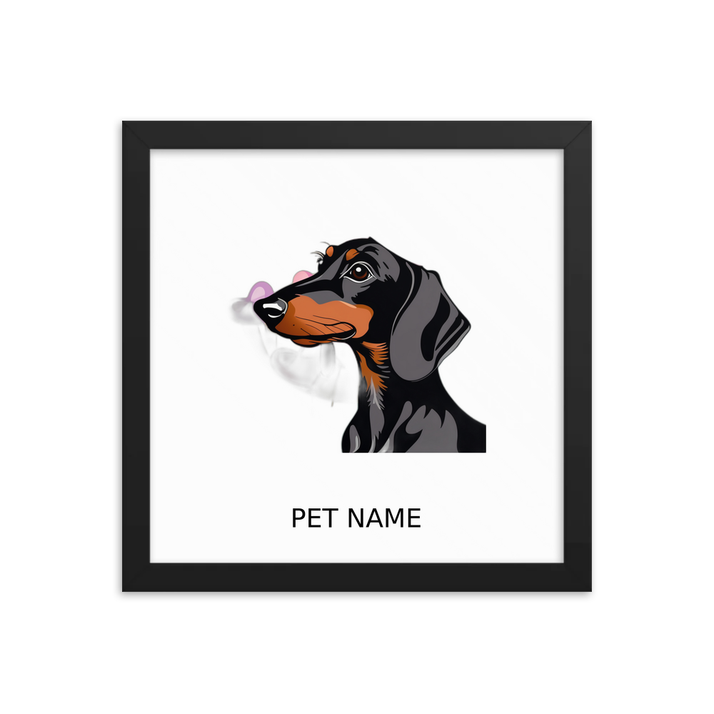 PugMug Custom Black Dachshund Framed Print with Your Pet’s Name
