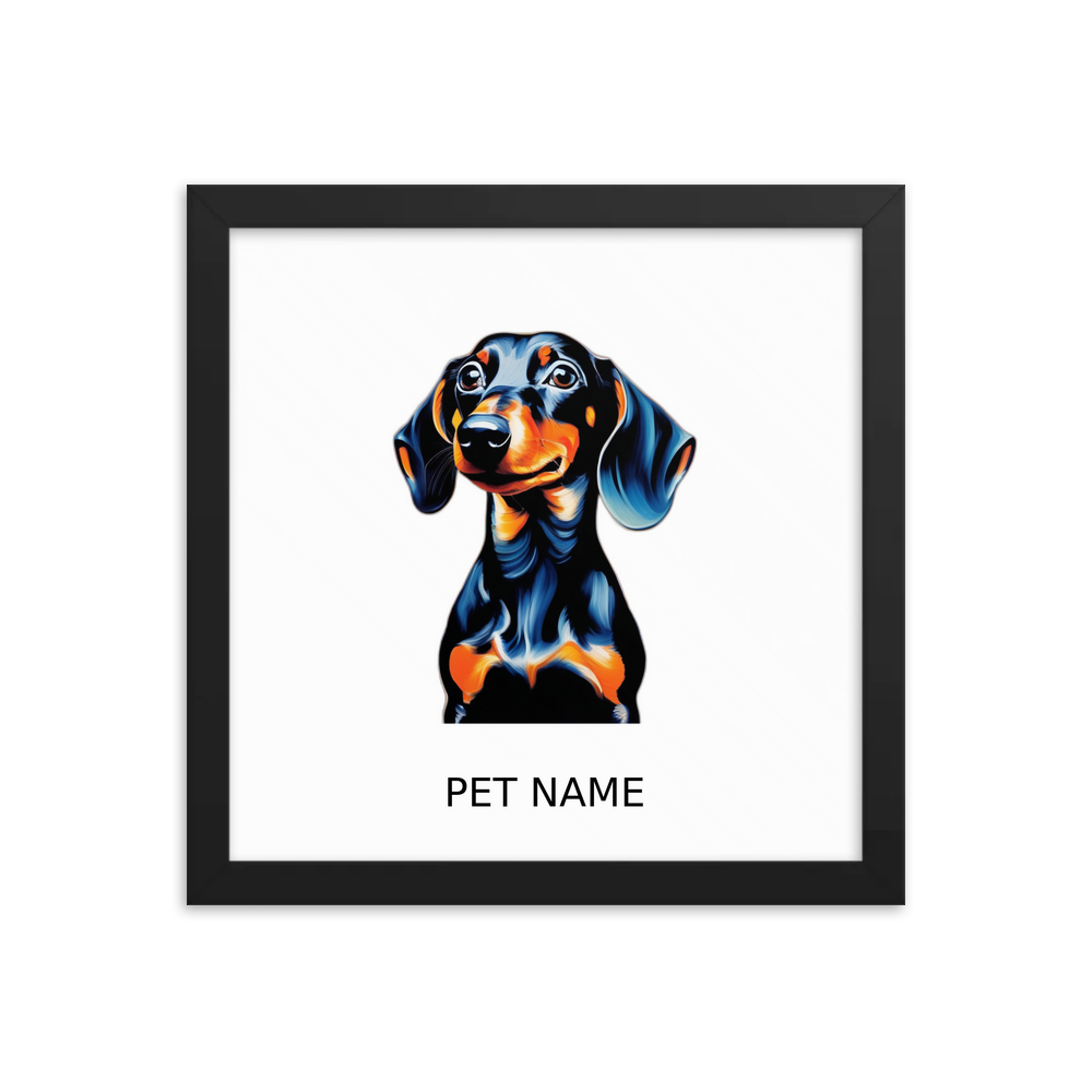 PugMug Custom Black Dachshund Framed Print with Your Pet’s Name