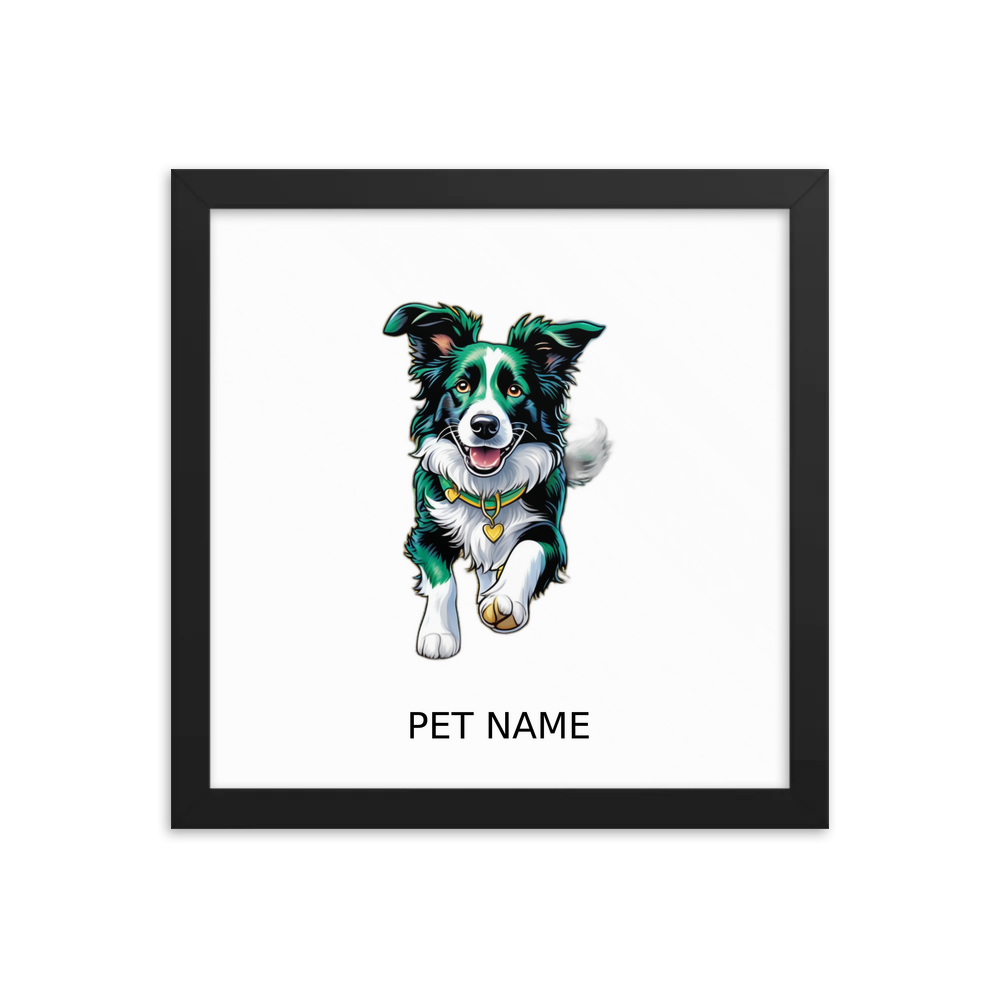 PugMug Custom Border Collie Framed Print with Your Pet’s Name