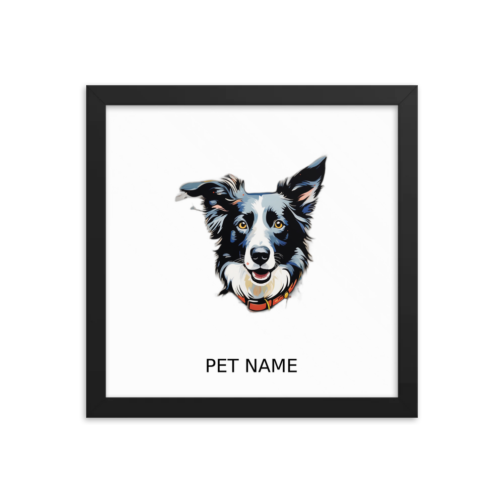 PugMug Custom Border Collie Framed Print with Your Pet’s Name