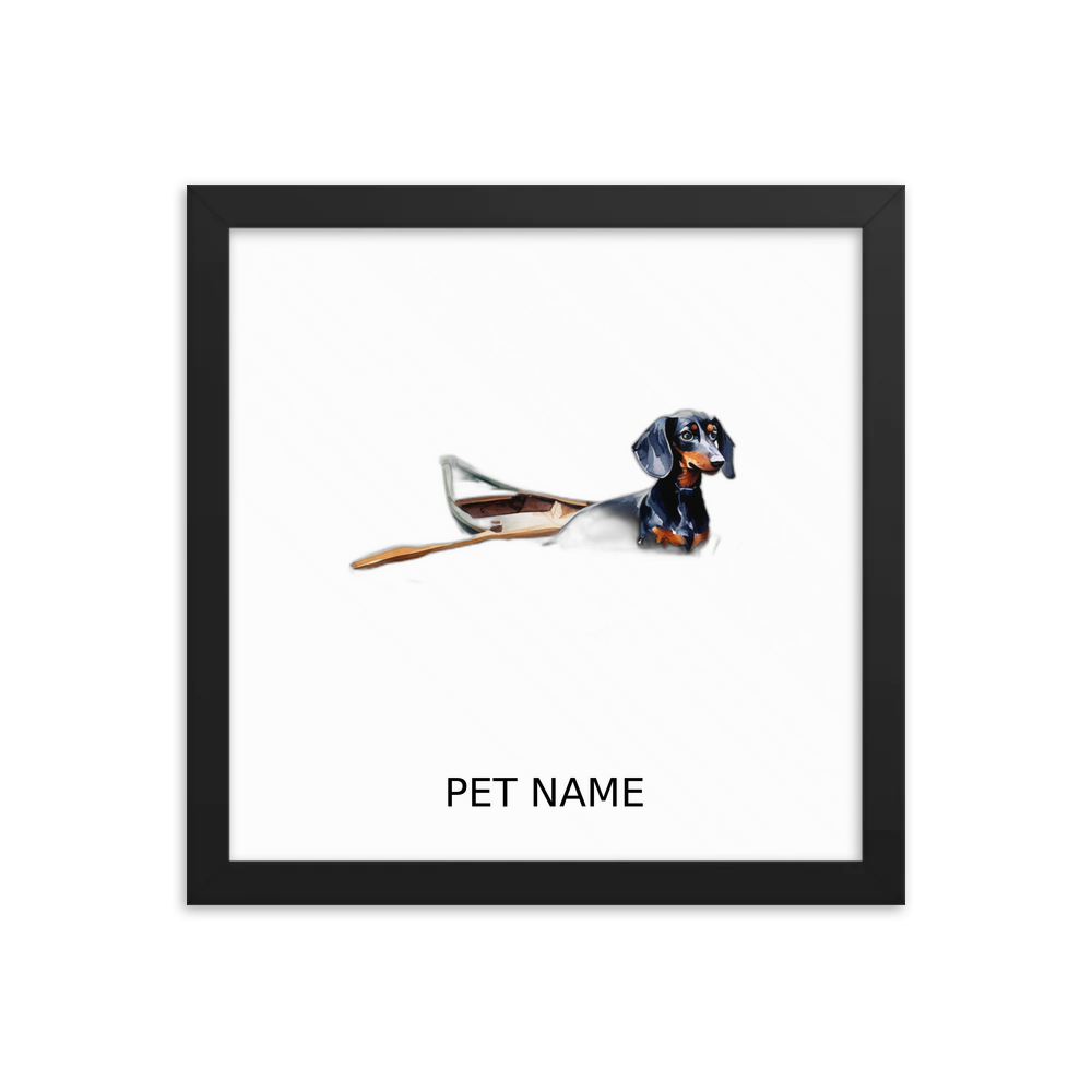 PugMug Custom Black Dachshund Framed Print with Your Pet’s Name