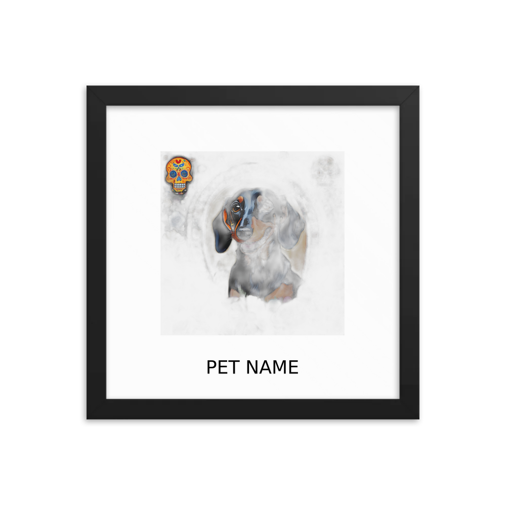 PugMug Custom Black Dachshund Framed Print with Your Pet’s Name