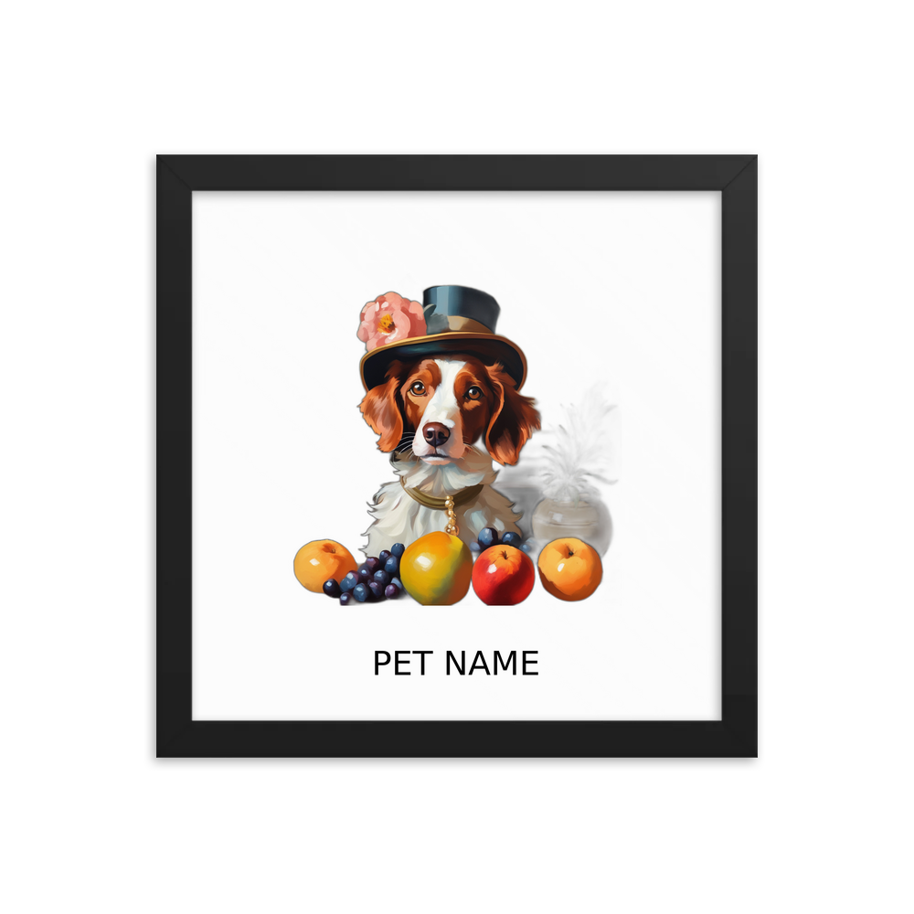 PugMug Custom Brittany Dog Framed Print with Your Pet’s Name