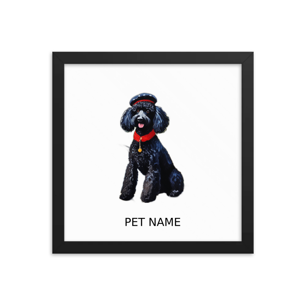 PugMug Custom Black Poodle Framed Print with Your Pet’s Name