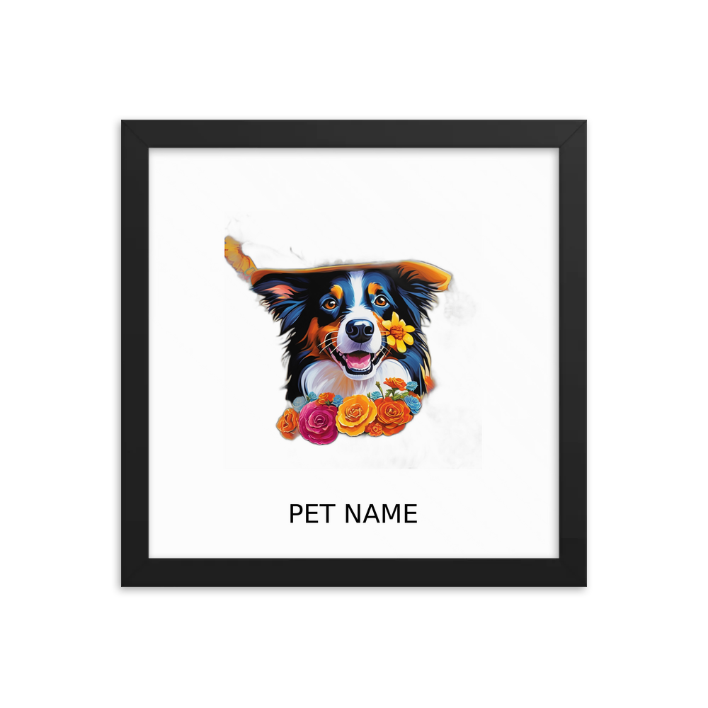 PugMug Custom Border Collie Framed Print with Your Pet’s Name