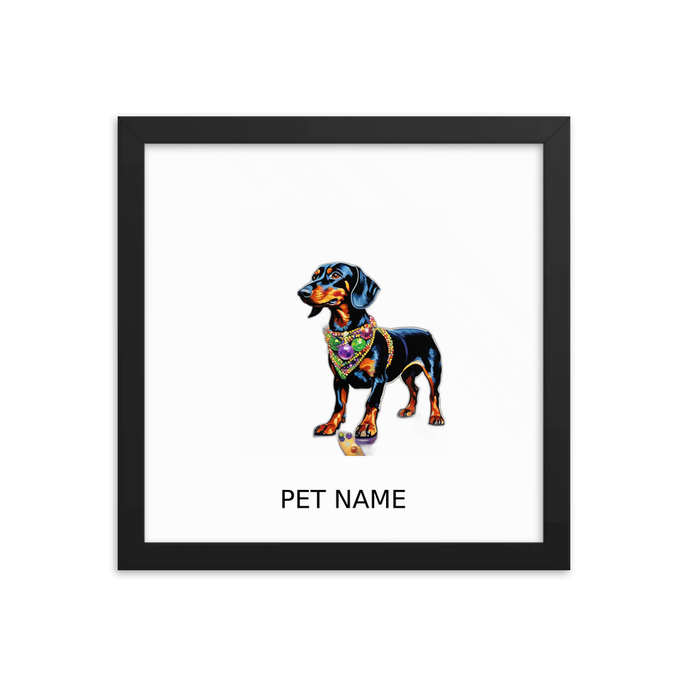 PugMug Custom Black Dachshund Framed Print with Your Pet’s Name