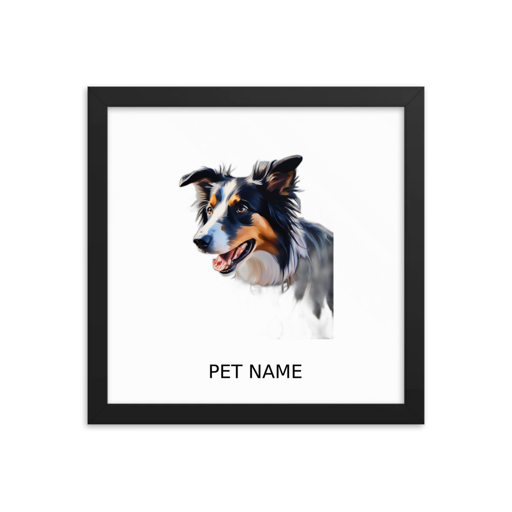 PugMug Custom Border Collie Framed Print with Your Pet’s Name