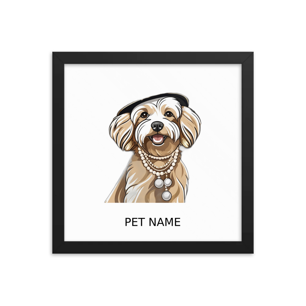 PugMug Custom Tan Havanese Dog Framed Print with Your Pet’s Name