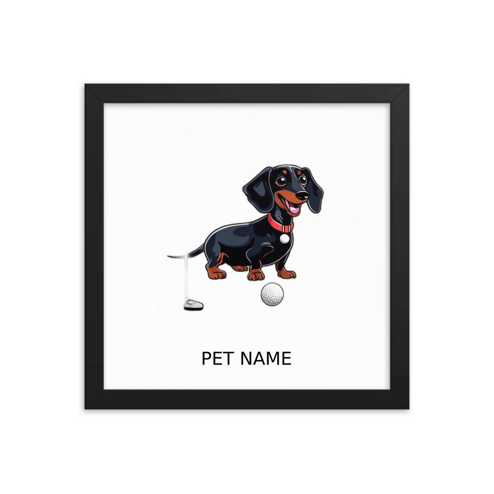 PugMug Custom Black Dachshund Framed Print with Your Pet’s Name
