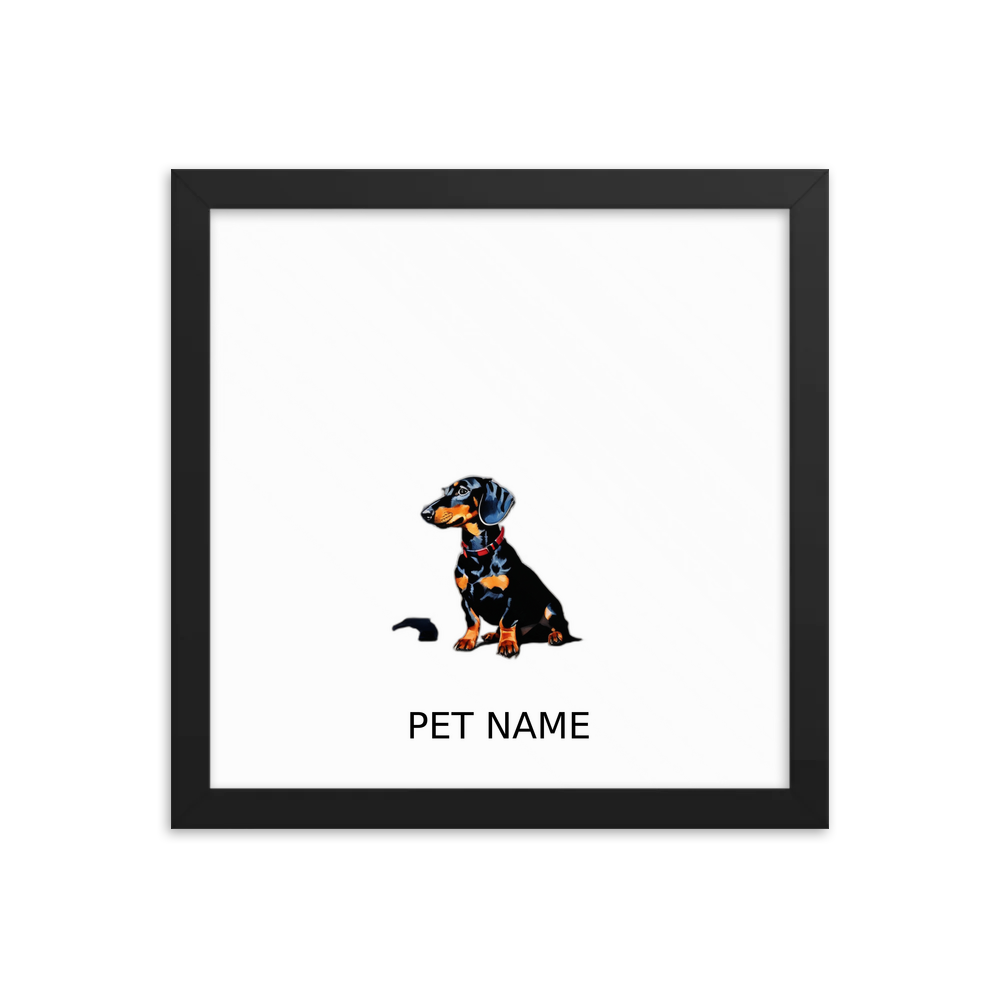 PugMug Custom Black Dachshund Framed Print with Your Pet’s Name