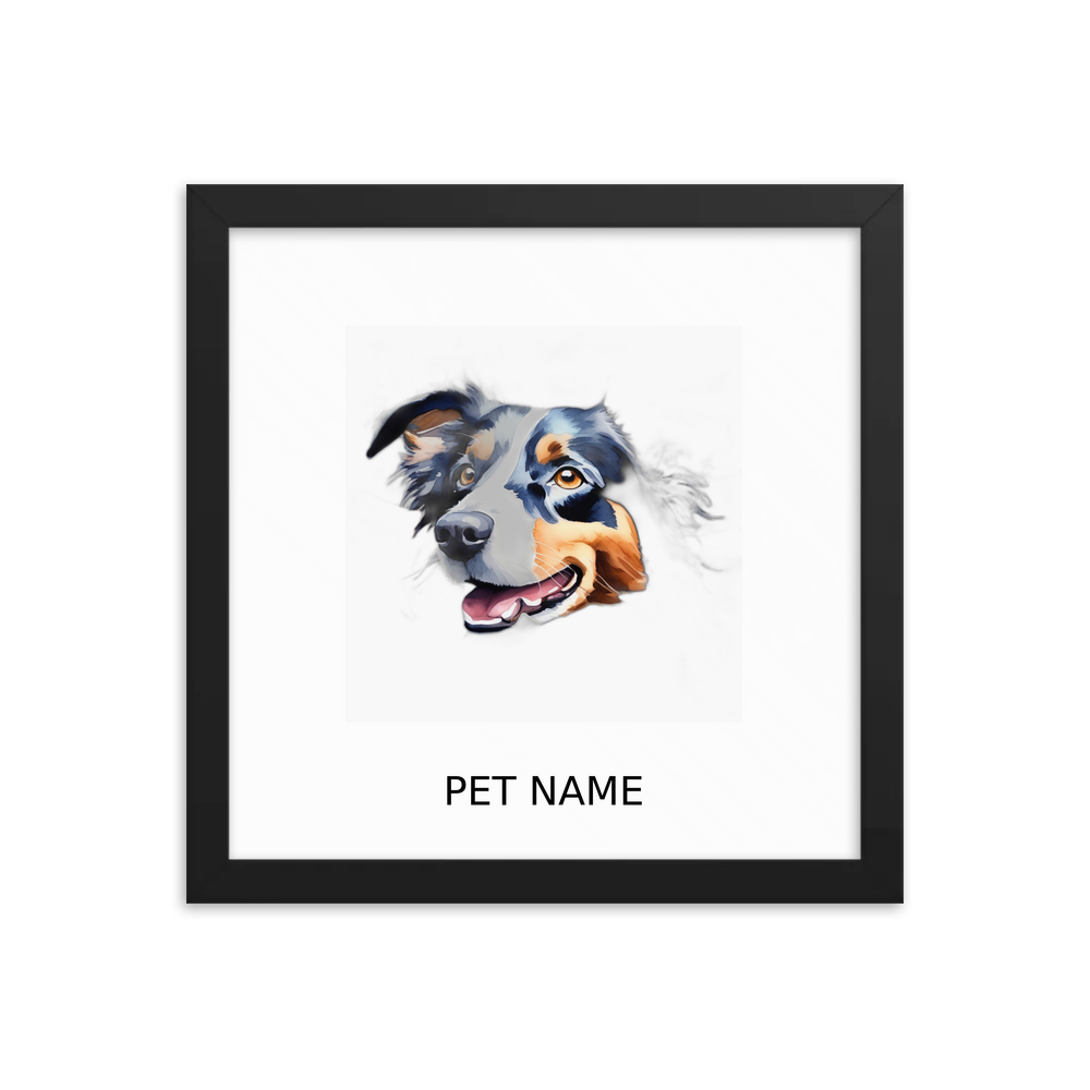 PugMug Custom Border Collie Framed Print with Your Pet’s Name