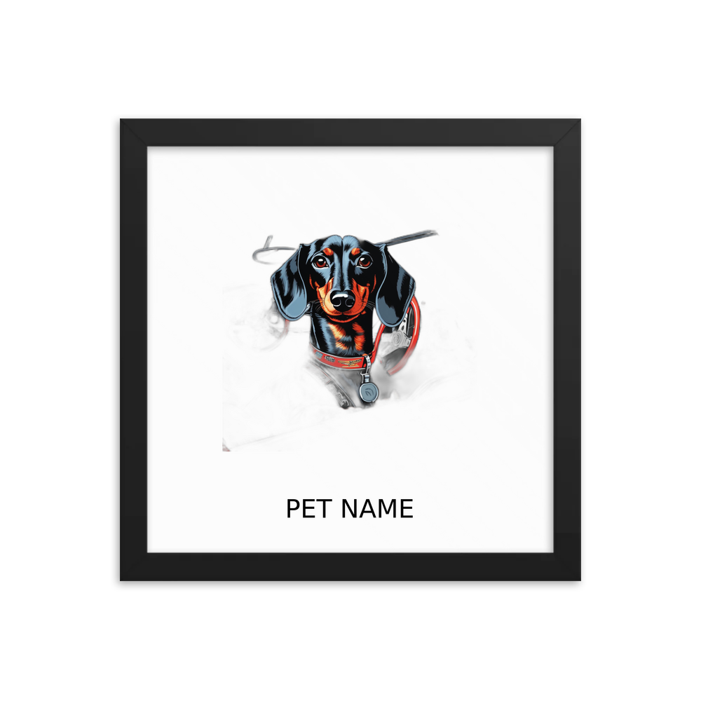 PugMug Custom Black Dachshund Framed Print with Your Pet’s Name