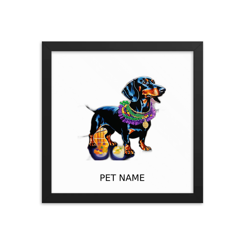 PugMug Custom Black Dachshund Framed Print with Your Pet’s Name