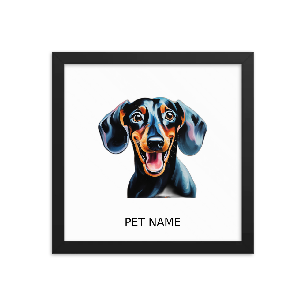 PugMug Custom Black Dachshund Framed Print with Your Pet’s Name
