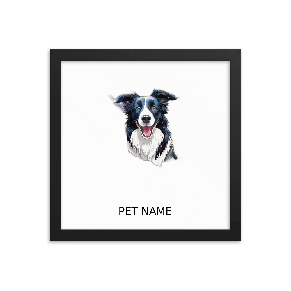 PugMug Custom Border Collie Framed Print with Your Pet’s Name