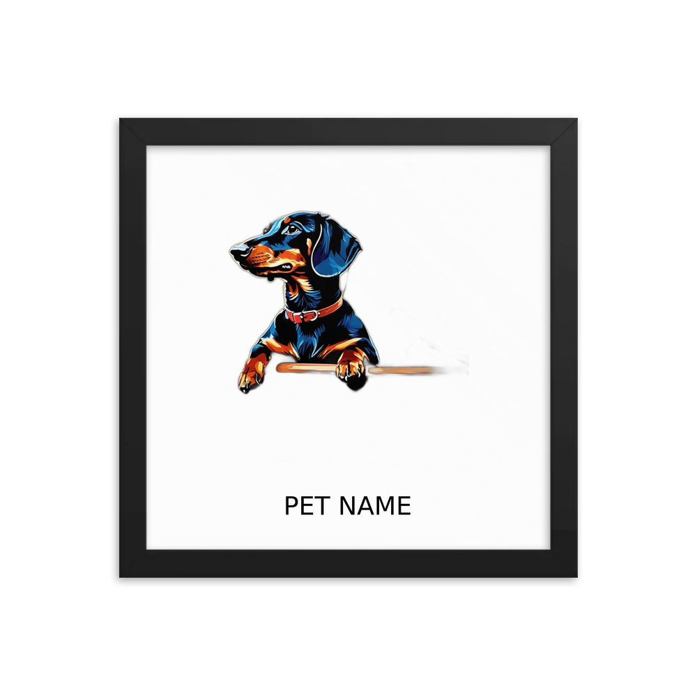 PugMug Custom Black Dachshund Framed Print with Your Pet’s Name