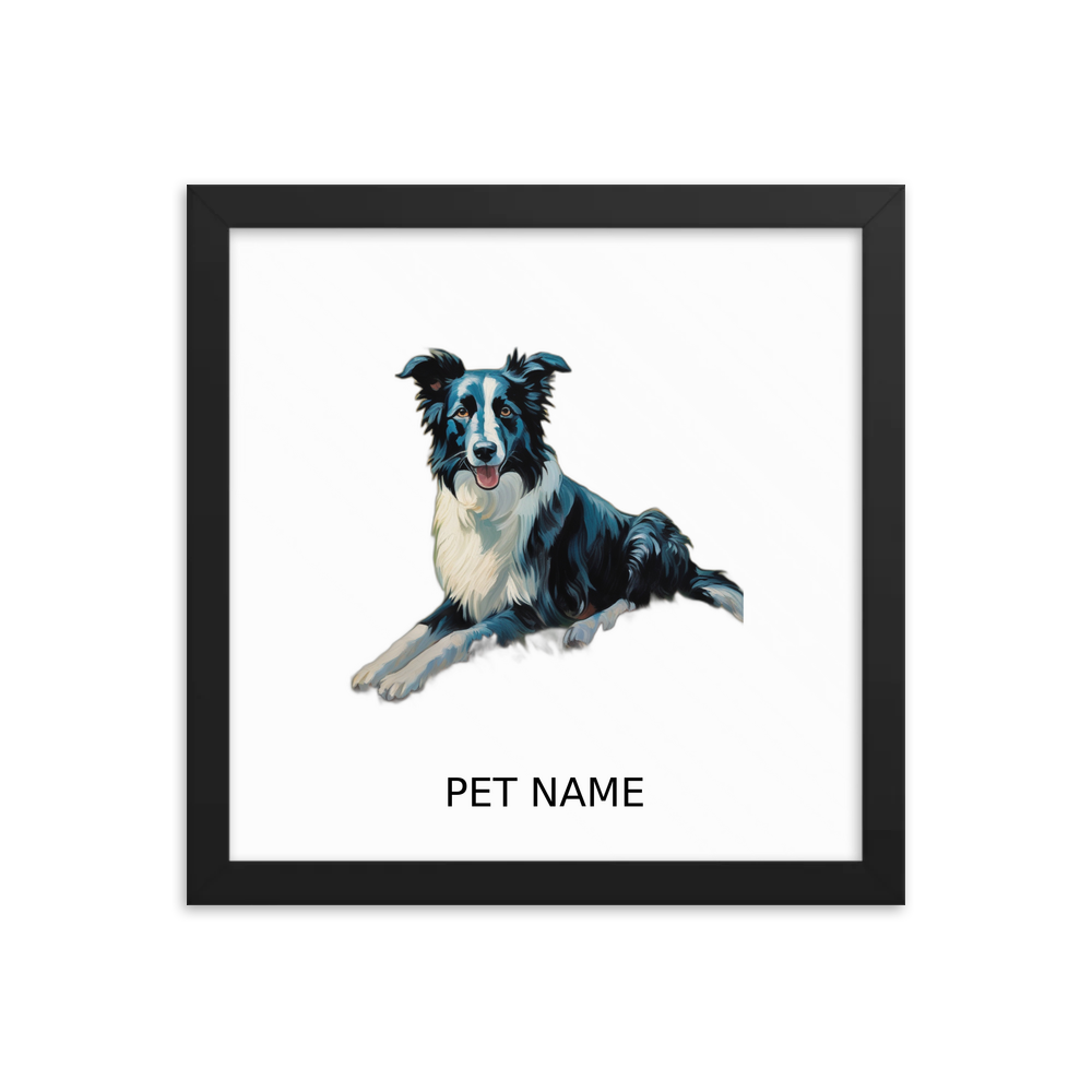 PugMug Custom Border Collie Framed Print with Your Pet’s Name