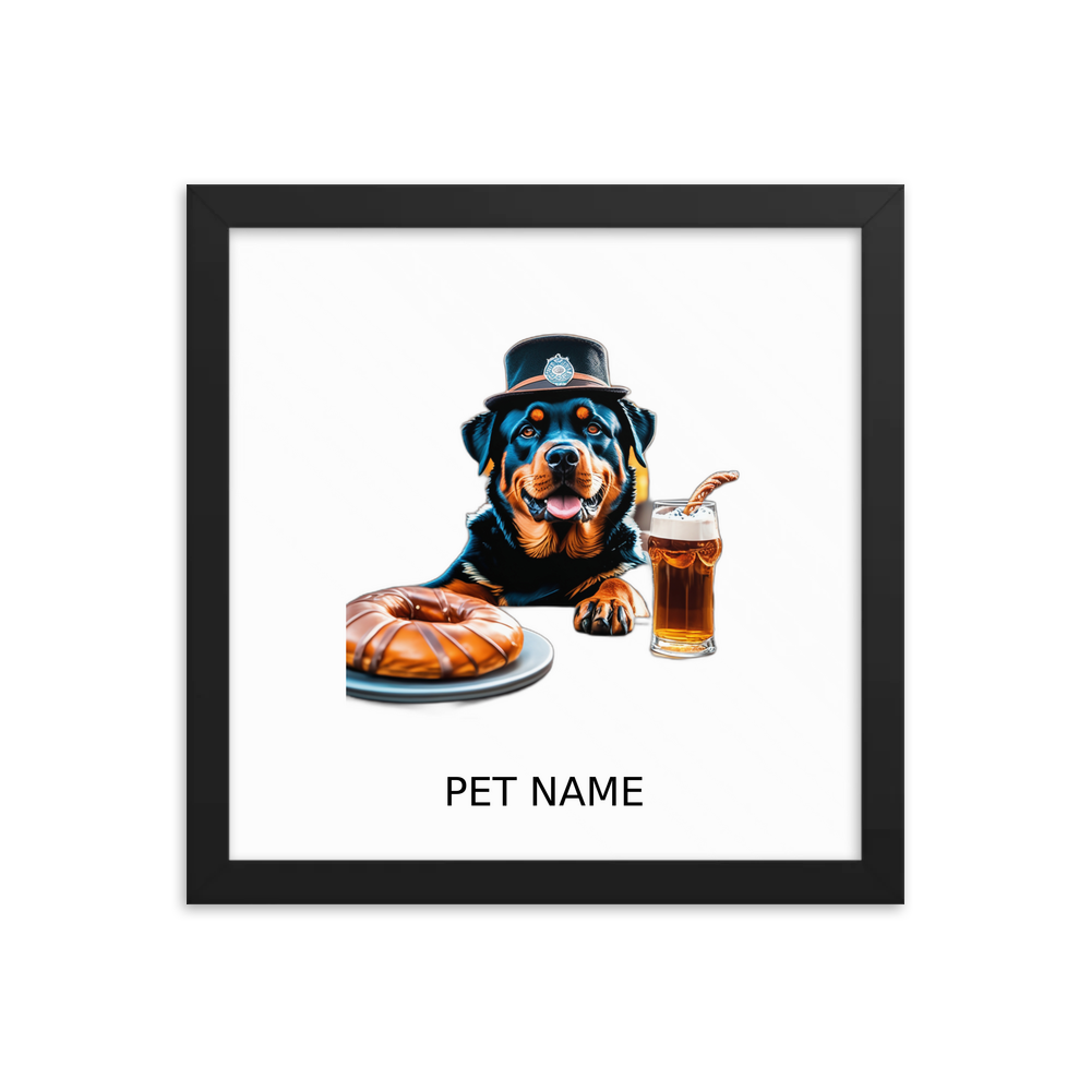 PugMug Custom Rottweiler Framed Print with Your Pet’s Name
