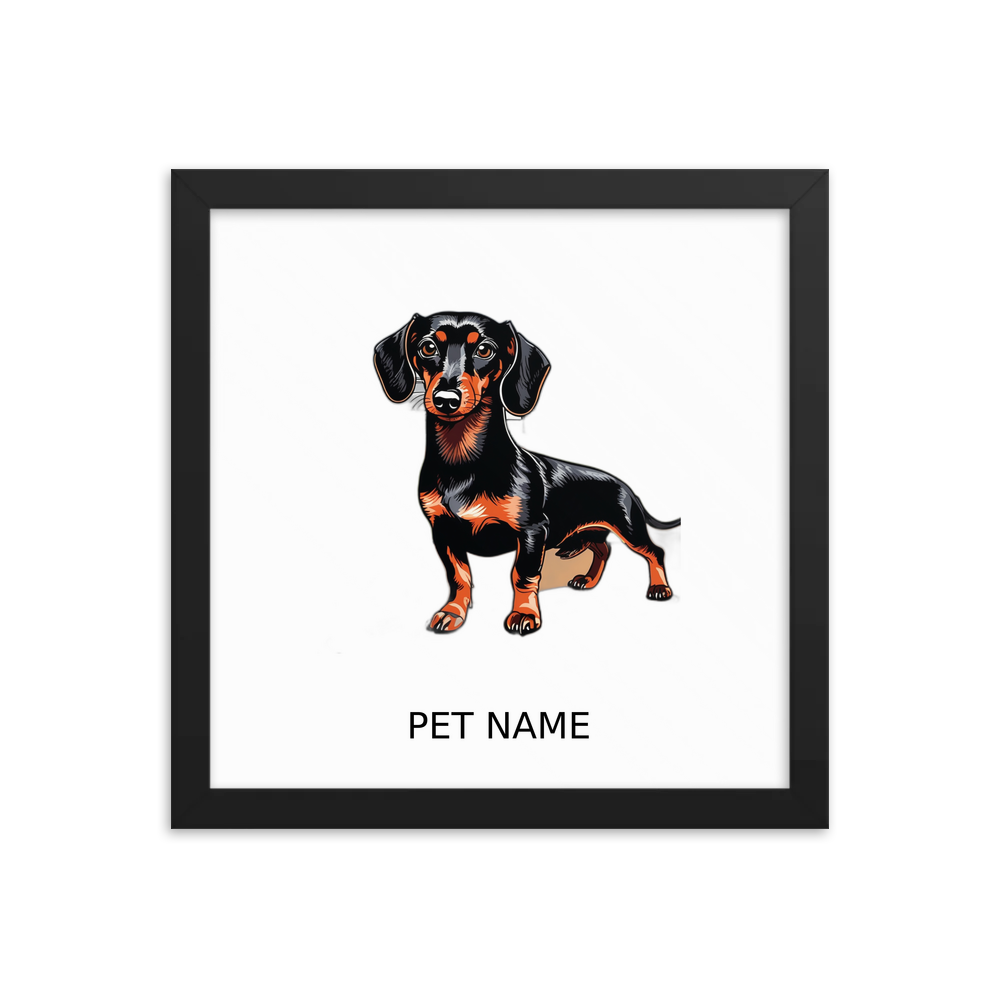 PugMug Custom Black Dachshund Framed Print with Your Pet’s Name