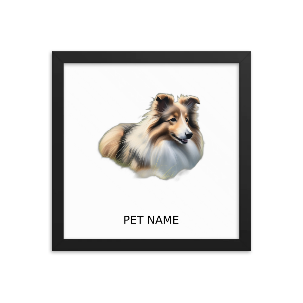 PugMug Custom Shetland Sheepdog Framed Print with Your Pet’s Name