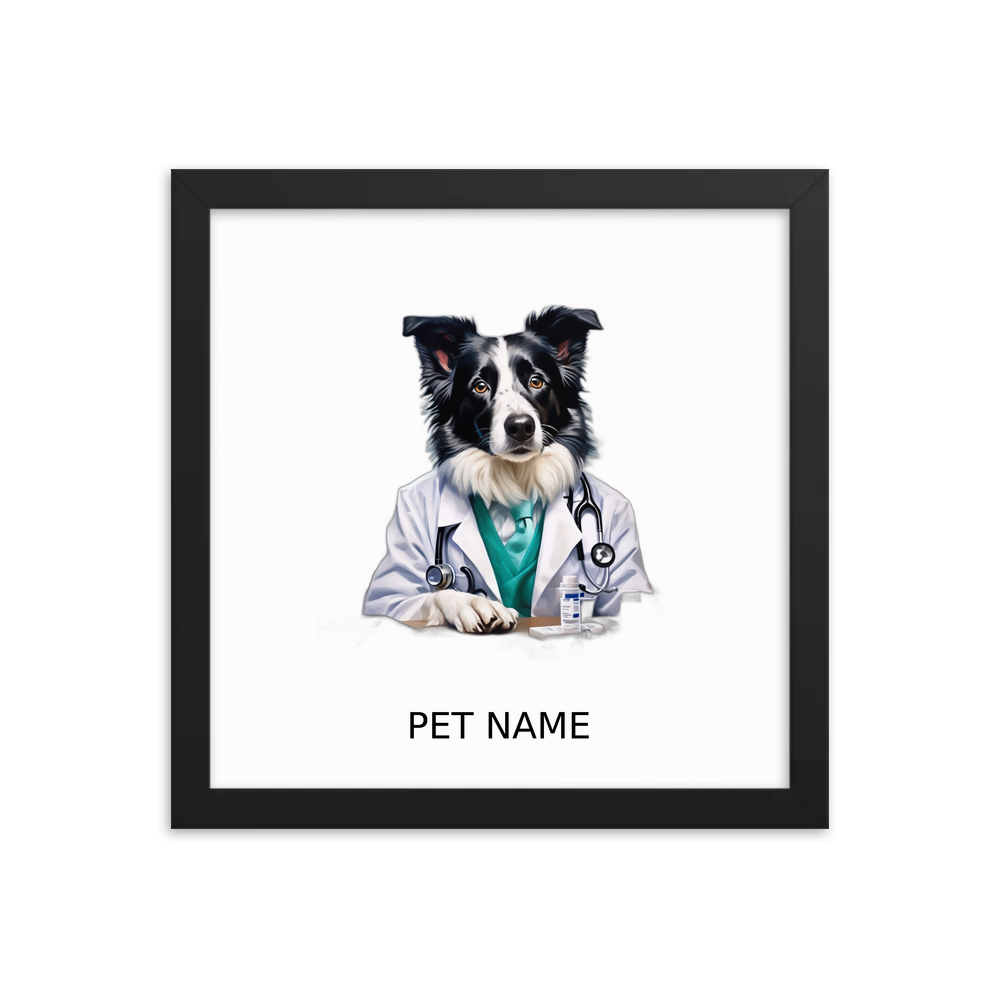 PugMug Custom Border Collie Framed Print with Your Pet’s Name