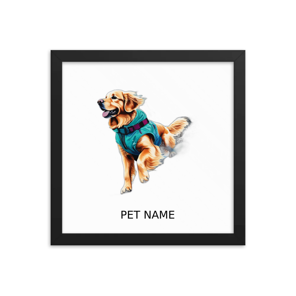 PugMug Custom Golden Retriever Framed Print with Your Pet’s Name