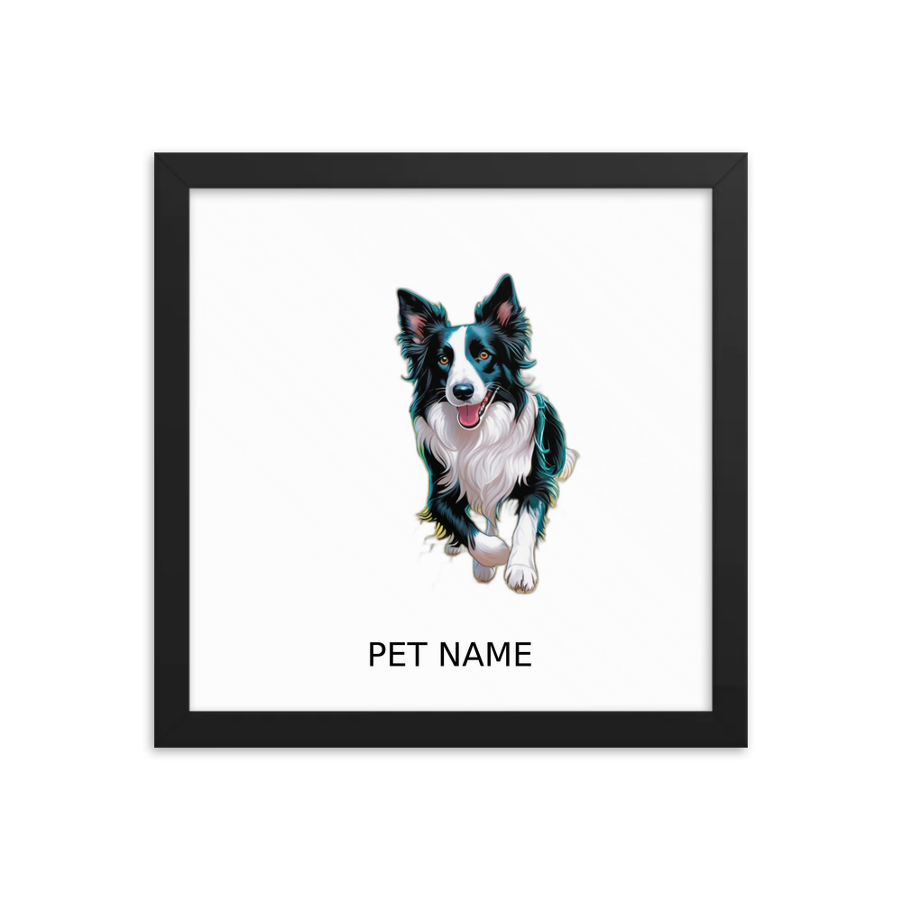 PugMug Custom Border Collie Framed Print with Your Pet’s Name