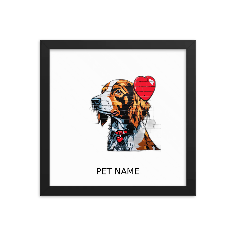 PugMug Custom Brittany Dog Framed Print with Your Pet’s Name