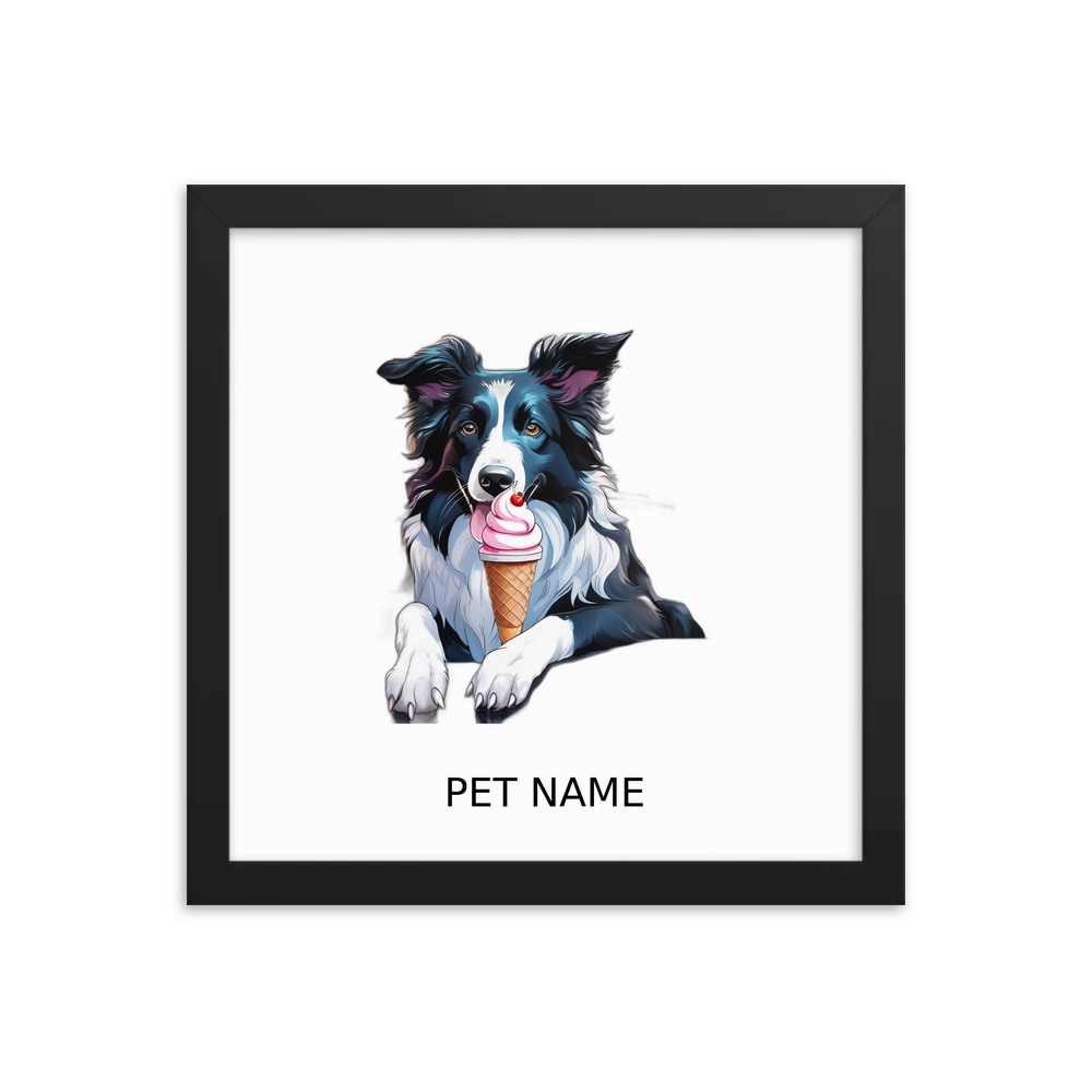 PugMug Custom Border Collie Framed Print with Your Pet’s Name