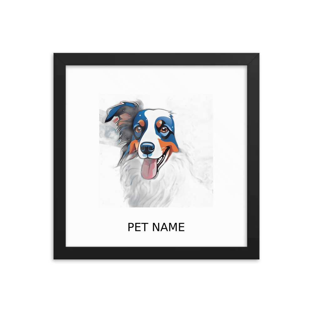 PugMug Custom Border Collie Framed Print with Your Pet’s Name
