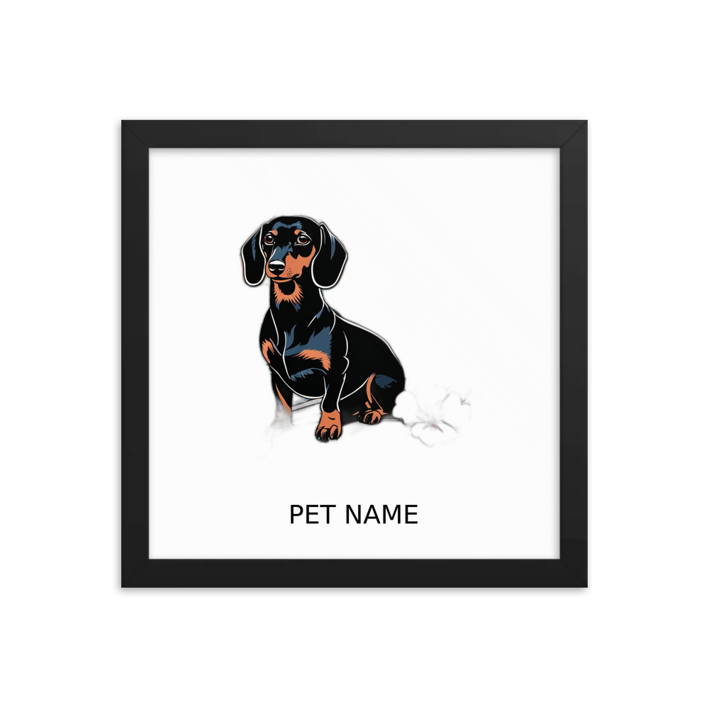 PugMug Custom Black Dachshund Framed Print with Your Pet’s Name