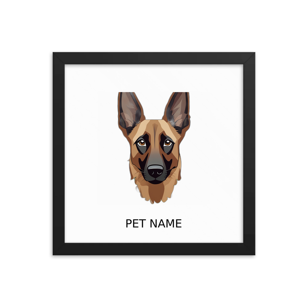 PugMug Custom Belgian Malinois Framed Print with Your Pet’s Name