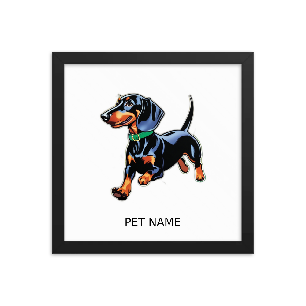 PugMug Custom Black Dachshund Framed Print with Your Pet’s Name